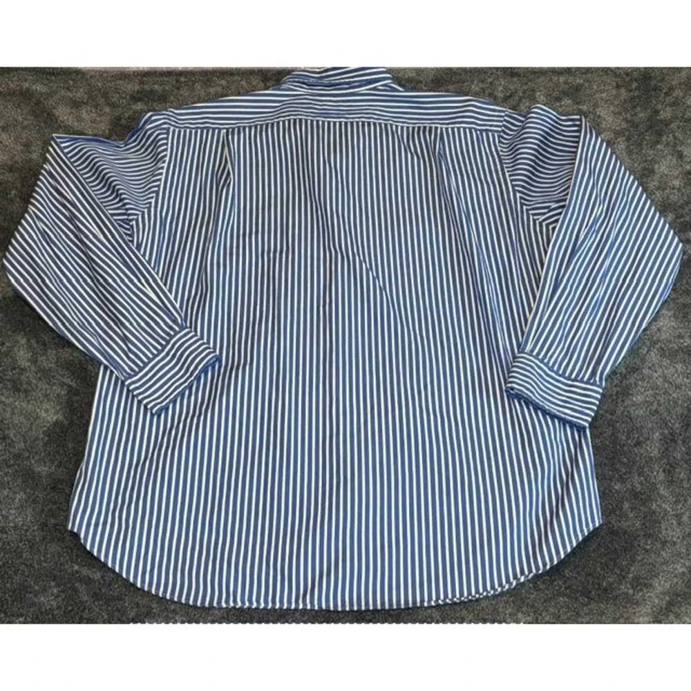 Polo Ralph Lauren Mens XXL Classic Fit Blue White Striped Button Down Shirt